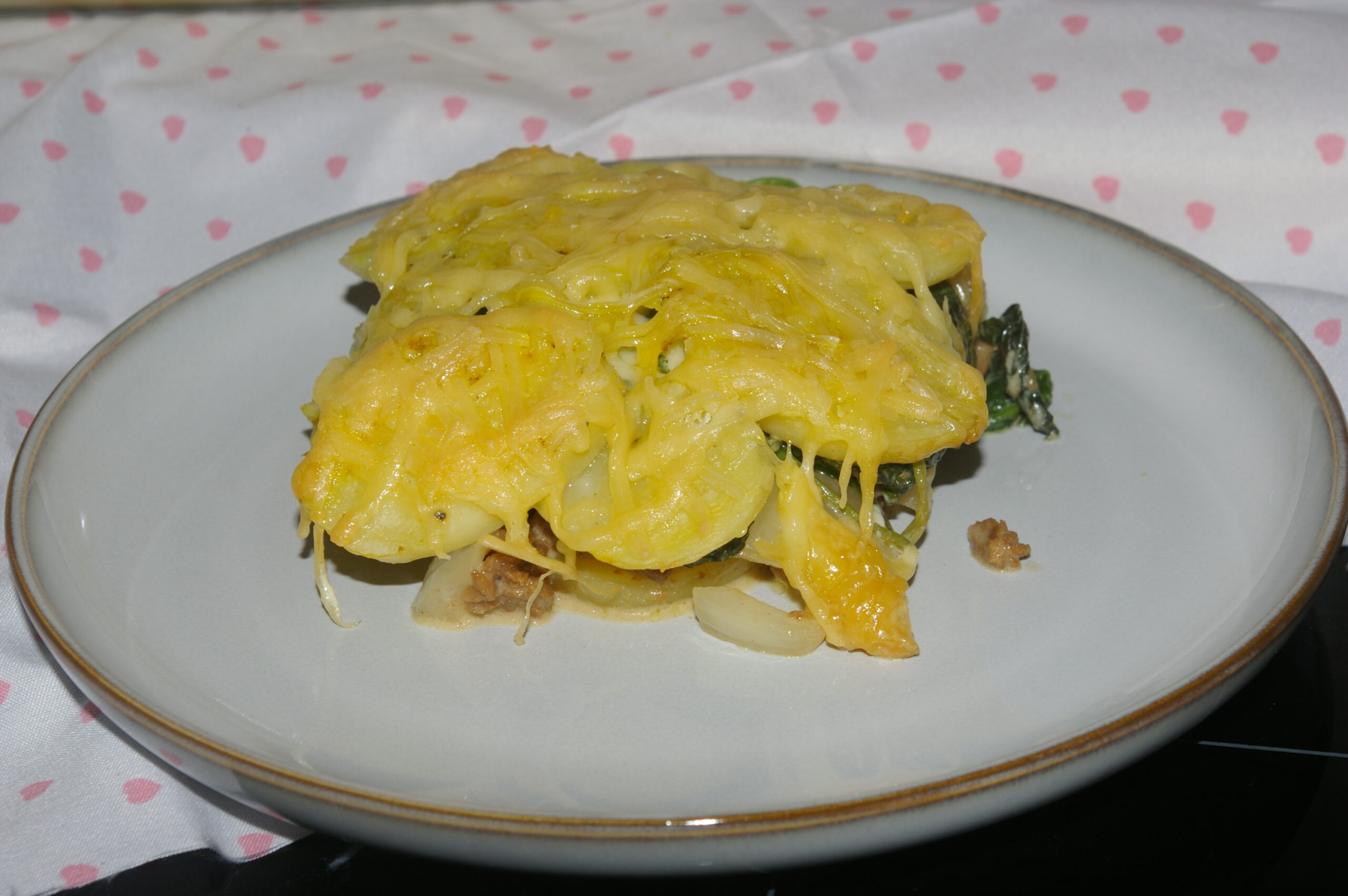 Romige vegetarische Spinazie schotel