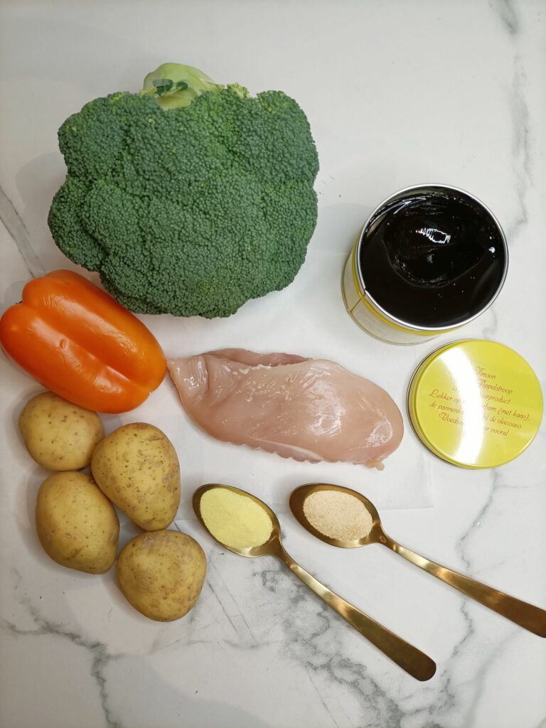 Ingrediënten traybake kip appelstroop